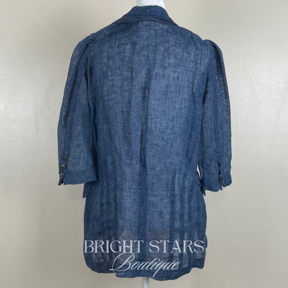 Rare Blue Linen Blazer Jacket ASO Serena Van Der Woodsen Gossip Girl Y2K - Picture 6 of 12